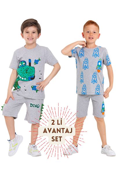 CiciTime Çocuk Modası Boy's 2-Piece Advantageous Tshirt and Shorts Suit