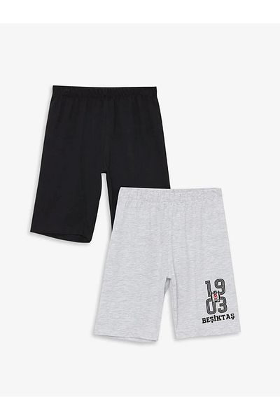 LC Waikiki Lcw Kids Elastic Waist 1903 Beşiktaş Printed Boys' Pajama Shorts Pack of 2