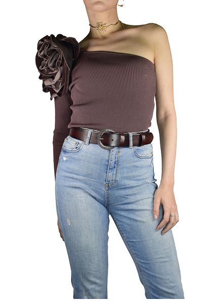GoDeri 100% piele naturală, cu cataramă argintie, roșu claret, curea de blugi pentru femei 4 cm=an-byn-18