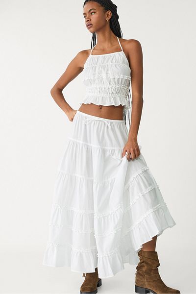 Stradivarius Ruffled long skirt