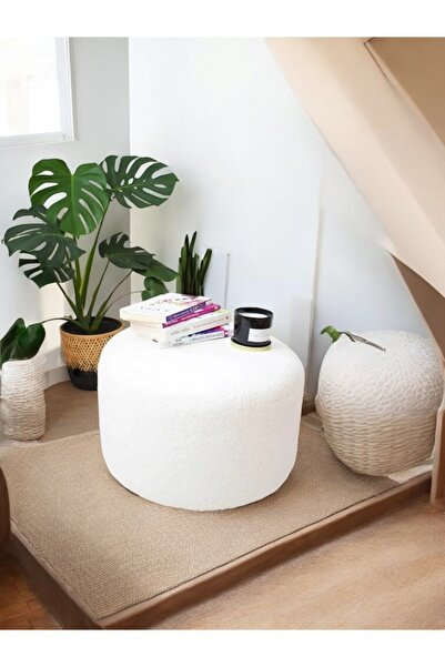 S Home Design Concept Zuzu Teddy Peluş Puf, Teddy, Beyaz