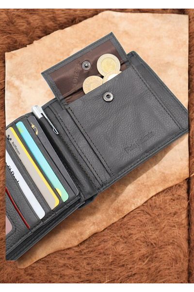 OEM Men's wallet, made of genuine leather, Hassion, 623, gray