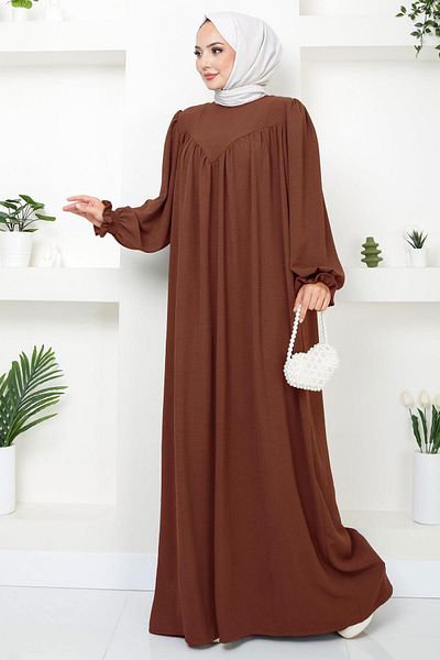 hafsamina Gathered Robe Dress Tile Hm2501