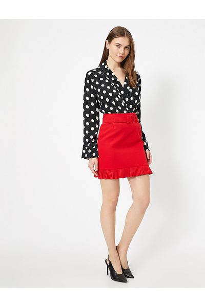 Koton Belted Ruffle Detailed Mini Skirt