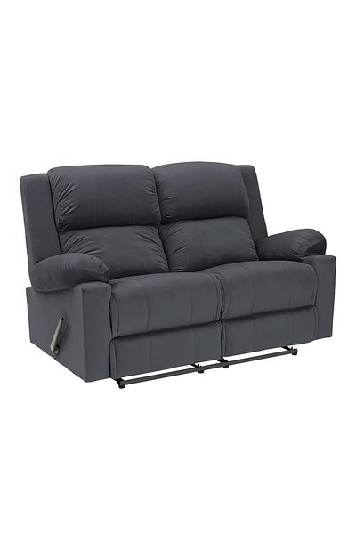 Lazy Vibes Velvet Double Classic Recliner Chair - Dark Gray