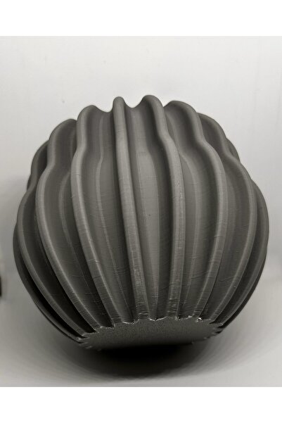 Store Modern Dalgalı Tasarım Saksı – Antrasit Gri (3D Baskı)