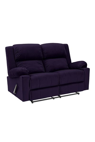 Lazy Vibes Velvet Double Classic Recliner Chair - Dark Purple