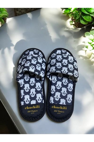 Chochili Unisex Ghost Patterned Open Front Soft Sole House Slippers