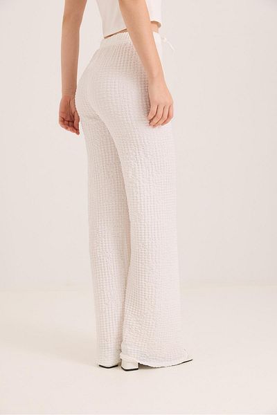 Raneel Kazançlı Alışveriş Bubble Knitted Fabric Comfortable Fit Trousers White