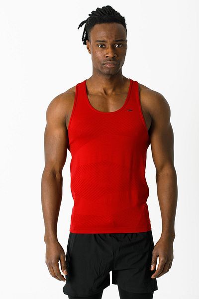 MARATON Extra Slim Men's Tank Top Collar Sleeveless Red Tank Top 824011