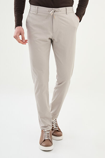 Mcr Гофре Super Slim Fit Чоловічі штани з еластичним поясом і шнурком Бежеві ...