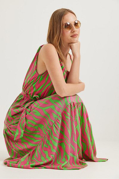 Raneel Kazançlı Alışveriş Φόρεμα Zebra Halter με λαιμόκοψη με ζώνη πράσινο