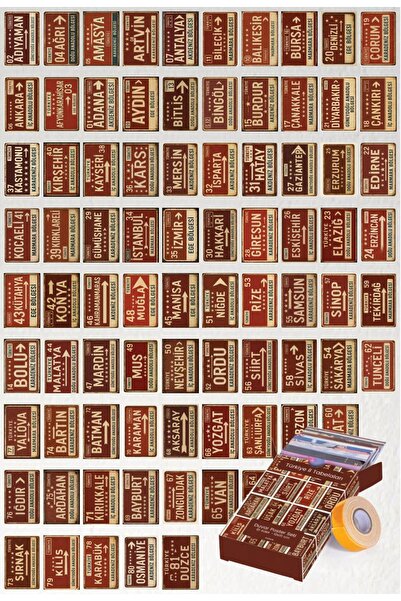 GUGUK Türkiye İl Tabelaları 81 Adet Duvar Poster Seti Oda Dekoru