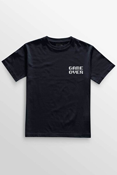 Kretas Unisex tamnoplava T-shirt Game Over Arcade retro piksel igra minimalna...