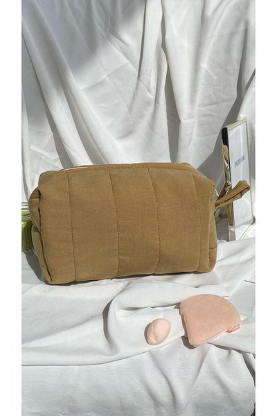 cosybag. Несесер за гримове с шевове, кафяв