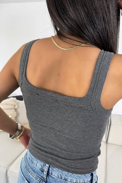 Butik Gardrop Bluză crop cu design cu bretele echivalent de marcă Antracit