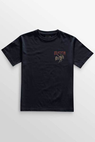 Kretas Unisex Lacivert T-shirt Led Zeppelin Falling Angel Rock Music Minimal ...