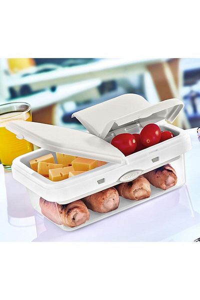 Okyanus Home Beige-Transparent 4-Compartment Lunch Box with Click