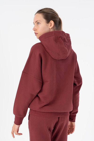 MARATON Oversize Women's Crew Neck Long Sleeve Claret Red Sweatshirt 22293