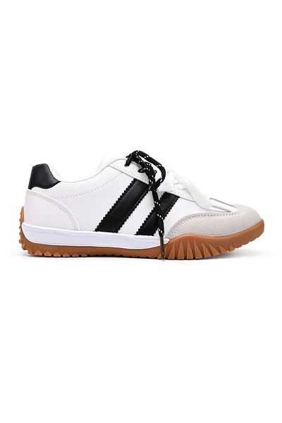 Tmall Pantofi Sport De Dama,Din Piele Ecologica intoarsa,D1411,Alb cu Negru