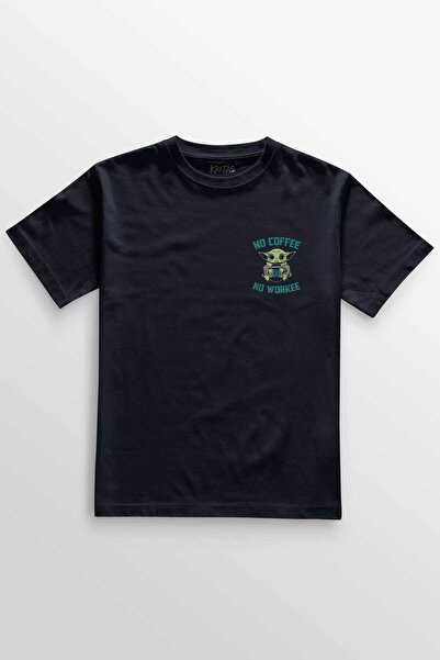Kretas Unisex tamnoplava T-shirt Baby Yoda bez kafe bez Workee Star kafe mini...