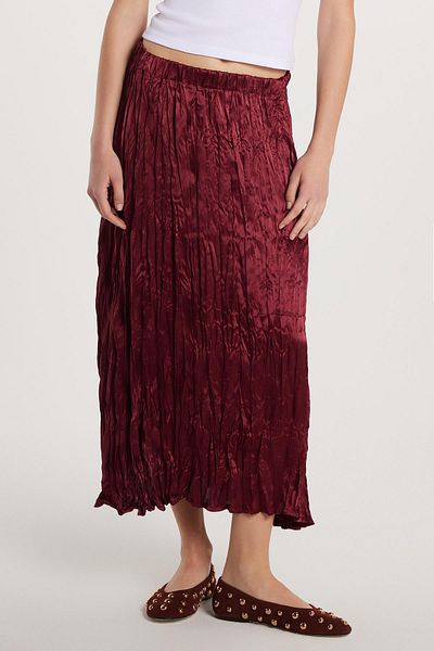 Tudors Fusta de damă, cu model, din satin, roșu Claret