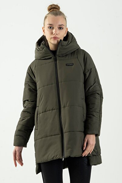 MARATON قصة فضفاضة نساء بغطاء رأس كاكي- معطف