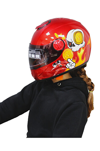 MTS 8-11 YAŞ MOTORSİKLET ÇOCUK DİNO PİNK KASKI KIRMIZI