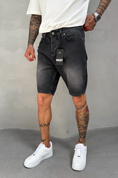 MADZEYMODA Ανδρικό τζιν σορτς από καπνιστό ύφασμα τζιν με σκισίματα KE-551
