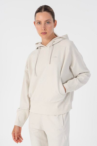 MARATON Oversize Women's Hooded Long Sleeve Silver Gray Sweatshirt 23053
