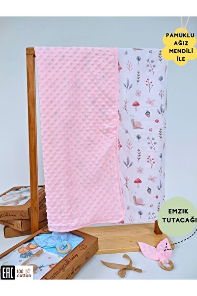 Tomuycuk Nohut Desenli %100 Pamuklu Çift Katlı Bebek Battaniyesi – 85x85 cm K...