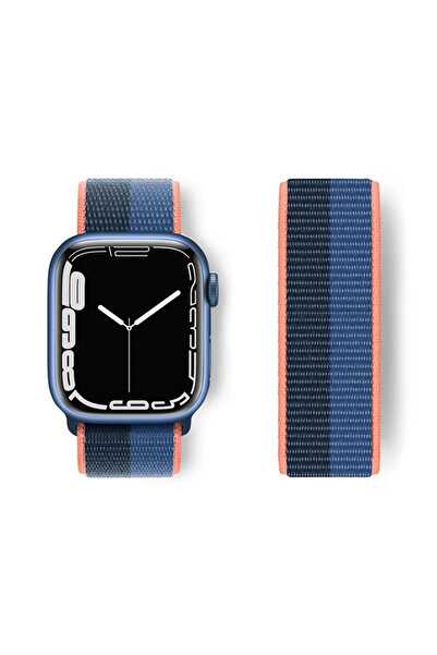 NewFace ساعة أبل 38 ملم بحزام فيلكرو شبكي - أسود-أزرق SPTGL