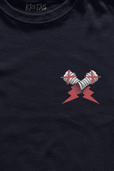 Kretas Μπλουζάκι Unisex Navy Blue Γάντια Μπλε Σημαία CM Punk Blue Flag Fitness Αθλητικό μπλουζάκι με εμπριμέ μίνιμαλ