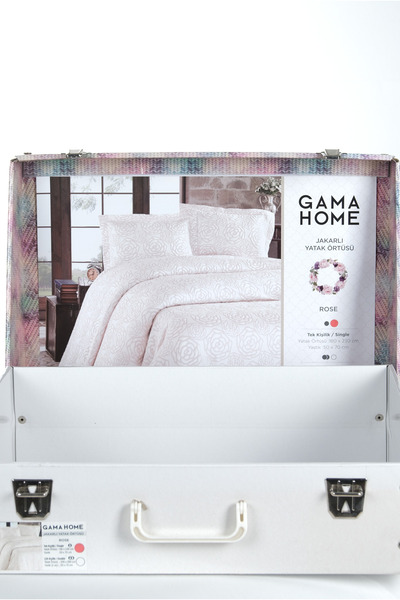 GAMA HOME Jakarlı Tek Kişilik Yatak Örtüsü / Özel Tasarım Çantalı / Farklı Renk ve Desen Seçenekleriyle