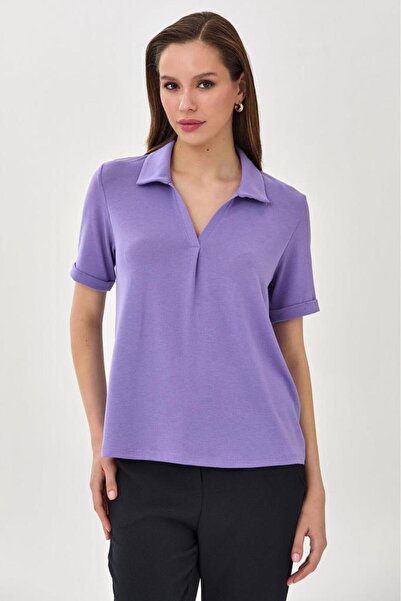 İKİLER Polo Yaka Kısa Kol Bluz 025-1014