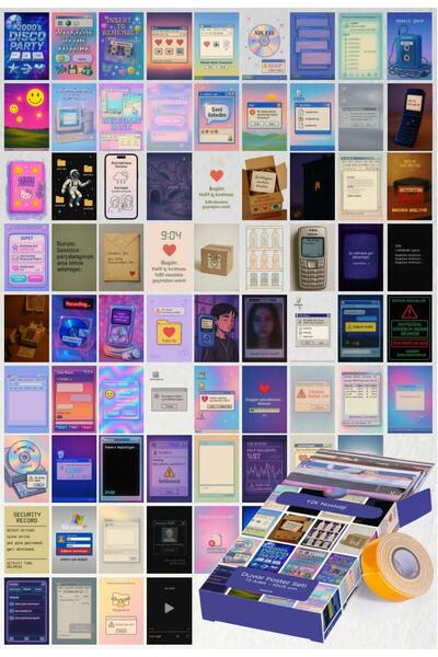 GUGUK Y2K Nostalji 72 Adet Duvar Poster Seti Oda Dekoru
