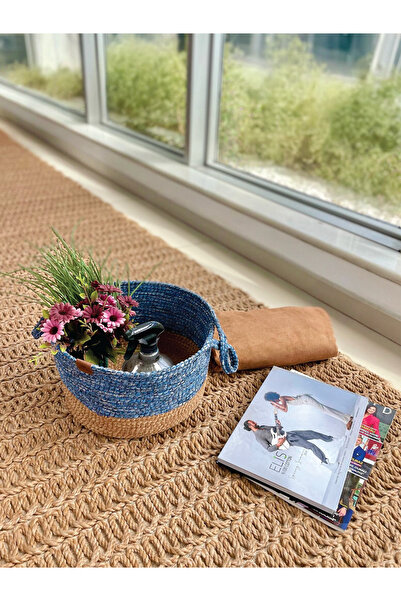 home inn Coș organizator cu mâner Rezistent la pete Albastru-Natural 31x20 cm