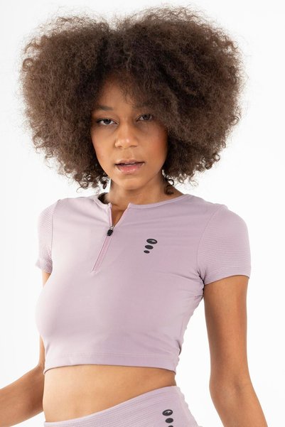 MARATON Slimfit Women's Crew Neck Lilac Crop Top