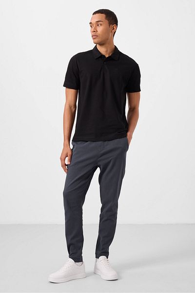 TOMMY LIFE Ανδρικό μπλουζάκι Polo Neck Μαύρο T08ER-87748