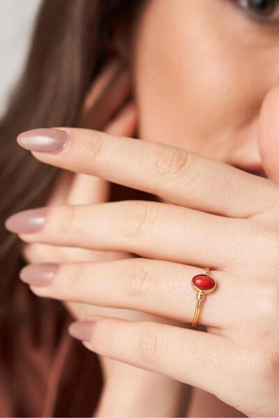 Cem Aykan Kuyumculuk Ferya Mercan Doğal Taş Yüzük AK-1346