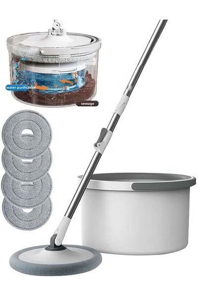 Generic 360° Spin Mop and Bucket Set, Self Separating Flat Mop and Bucket Set for Clean Dirty Wate