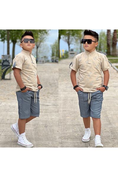 Ysferbutik Boy Capri Shorts T-Shirt Waiter Size