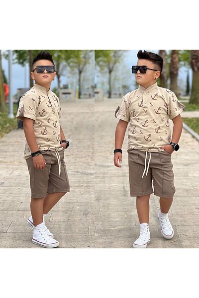 Ysferbutik Boy Capri Shorts T-Shirt Waiter Size
