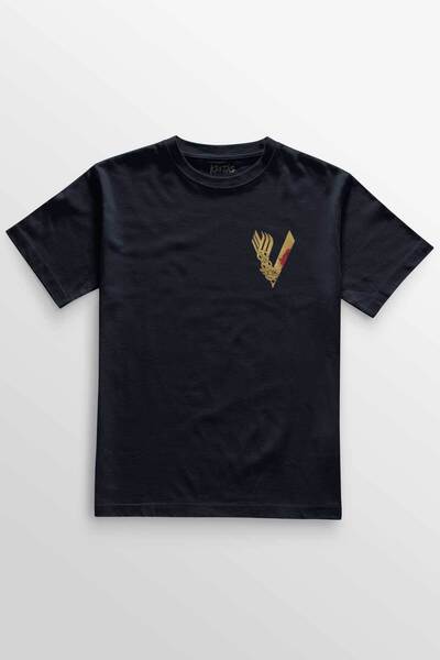 Kretas Unisex tamnoplava T-shirt Vikings logotip Vikings zlatno žuta minimaln...