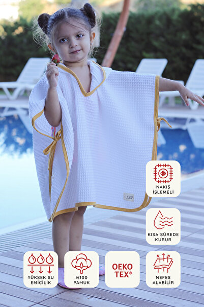 LUCKKA رداء حمام وبيتشواني للأطفال من قماش الوافل - ZTPNÇ00