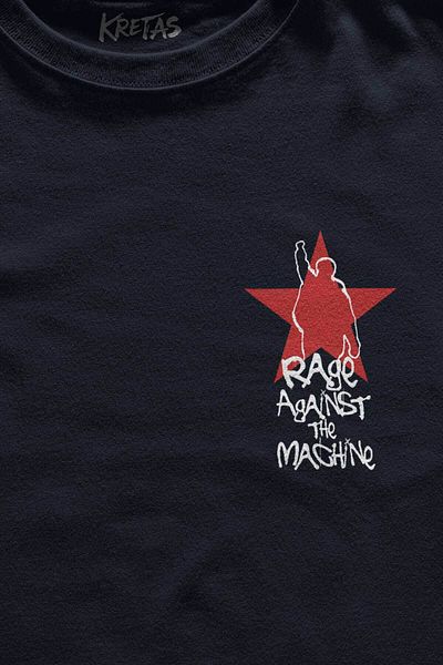 Kretas Μπλουζάκι Unisex Navy Blue Rage Against the Machine RATM Μουσική Ροκ Μεταλλική Μουσική Μίνιμαλ εμπριμέ μπλουζάκι
