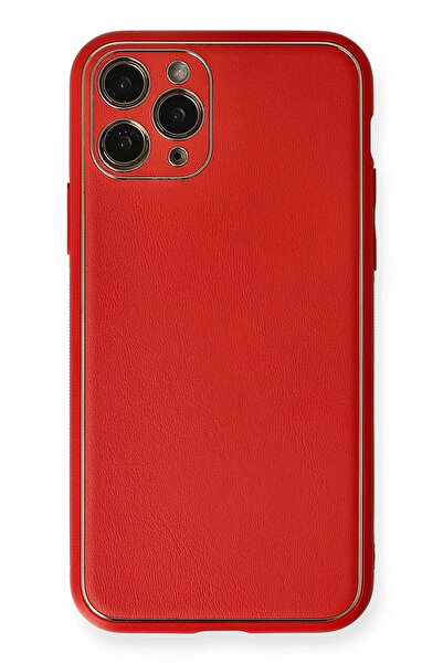 NewFace iPhone 11 Pro Max Case Coco Leather Silicone Cover - Red Sptgl