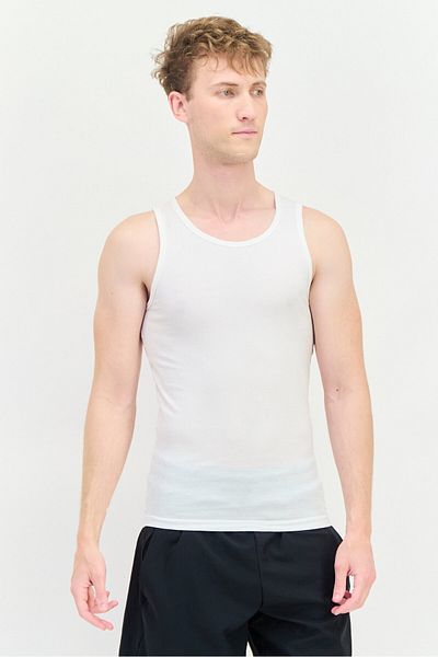 Tommy John Men 2 Pack Stay-Tucked Fit Plain Undershirt, White