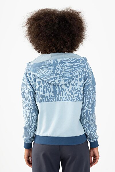 MARATON Comfort Kadın Kapşonlu Uzun Kol Sisli Mavi Tracktop 21450