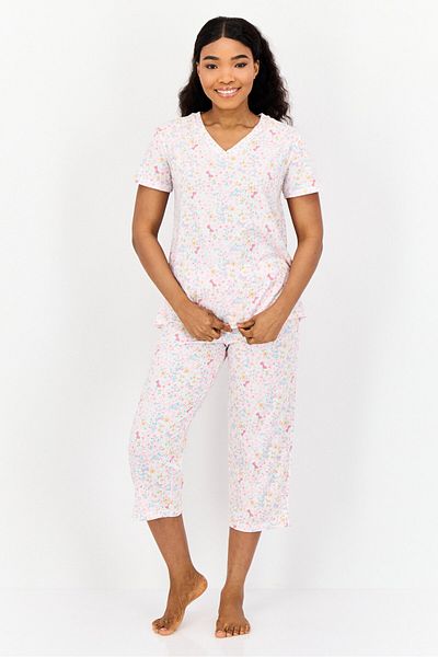Celestial Dreams Women 2 Pcs Set Floral Print Pajama, Multicolor